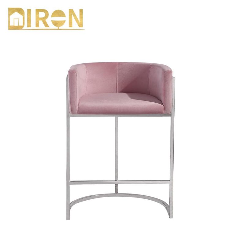 Modern Design Home Furniture Comfortable Stainless Steel Legs Upholstered Velvet Dining Bar Chairs