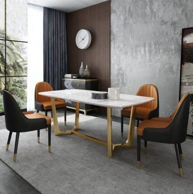 Best Sale Wholesale Home Furniture Marble Dining Table with Iron Leg
