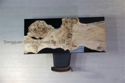 Custom Poplar Wood Texture Epoxy Resin Dining Table Top for Luxury Furniture