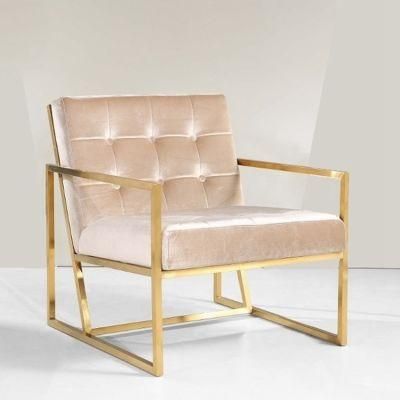 Fashion Single Fabric Sofa Chair Modern Living Room Sofa Chair Metal Sofa Table