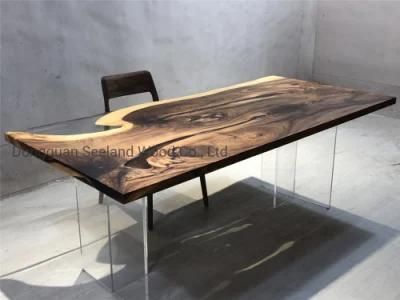 Custom Size Walnut / Olive Wood Dining Table Top with Live Edge for Furniture