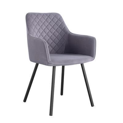 New Style Velvet Dining Chair/Modern Indoor Metal Dining Chair with Painted Legs