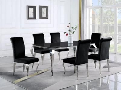 Luxury Glass Marble Paper Popular Stainless Steel modern Dining Table