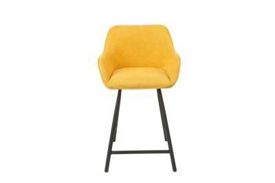 Fashion Flannel Yellow Iron Leg Bar Chair