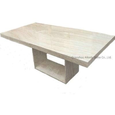 Modern Furniture Wholesale Natural Stone Travertine Dining Table