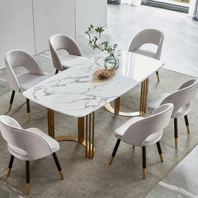 Modern Hotel Furniture Stainless Steel Dining Table and Chair Sets