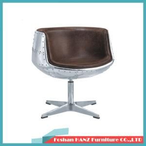 Retro Airplane Shell Aluminum Leather Pilot Leather Swivel Cup Chair