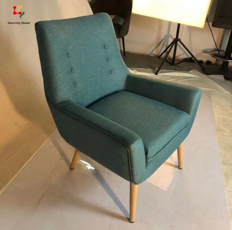 Nordic Design Home Furniture Fabric Upholstery Bedroom Tufted Back Leisure Living Room Lounge Dining Chair
