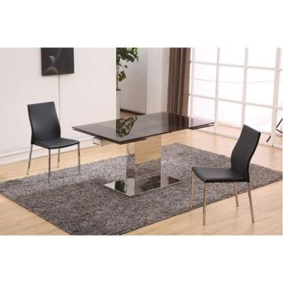 Modern Painted Tempered Glass Dining Table with Stainless Steel Leg