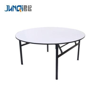 Round Folding Half-Moon Table Movable Wheels Design
