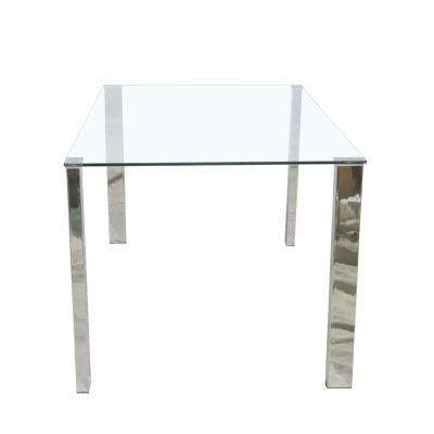Dowell Wholesale Home Furniture Modern Tempered Transparent Square Glass Dining Table