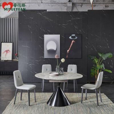 Luxury Contemporary Home Furniture Dining Room Stainless Steel Leg Sintered Stone Top Dinner Table