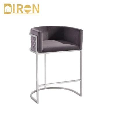 Factory Supply High Quality Stainless Steel Legs Upholstered Velvet Dining Bar Chair