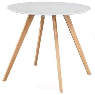 French Simple Round Shape White Dining Room Sets Cafe Coffee Table Nordic MDF Luxury Restaurant Table Dining Table Set Wood