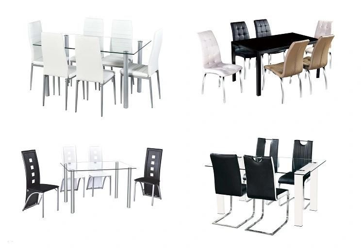 2021 Hot Selling Style Dining Room Furniture Glass Table Top 4 Chair Dining Table Sets.