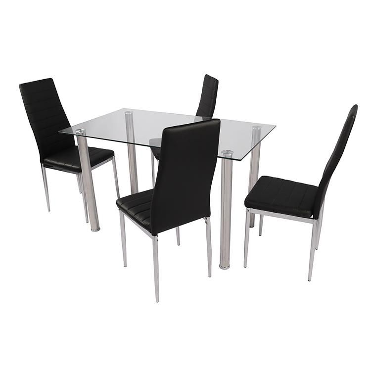 Dining Table Set Tempered Glass Dining Table Spraying Metal Leg Dining Room Furniture