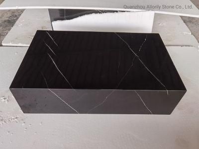 Natural Marquina Black Marble Plinth Stone Coffee Tabke for Living Room Furniture Design