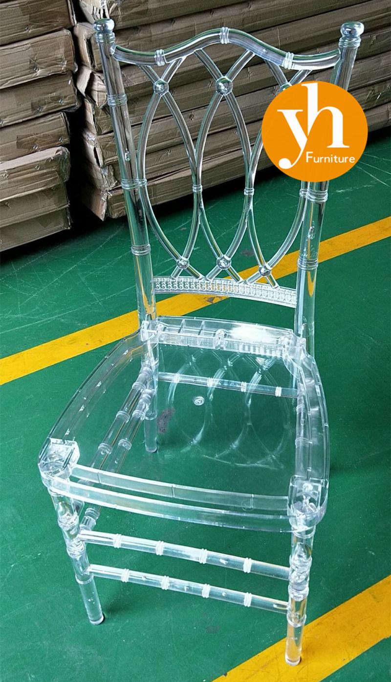 Factory Banquet Hall Use Metal Guest Child Kid Furniture Transparent Plastic Acrylic Indoor/Party/Hotel/Restaurant Wedding Chair