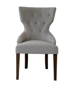 Wooden Furniture Upholstered Linen Fabric Tufted Back Dining Room Chair