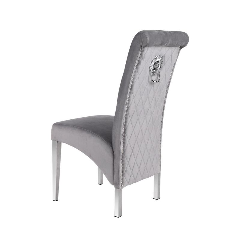 China Factory Luxury Customized Fabric Seat Wedding Stainless Steel Dining Chair