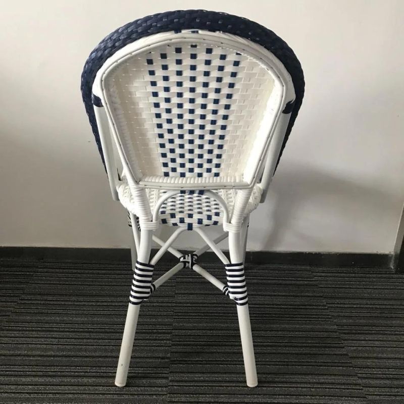 Restaurant Outdoor Furniture PE Rattan Aluminum Frame Stackable Dining Chair
