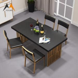 Modern Metal Black Dinner Table Set Dining Room Furniture