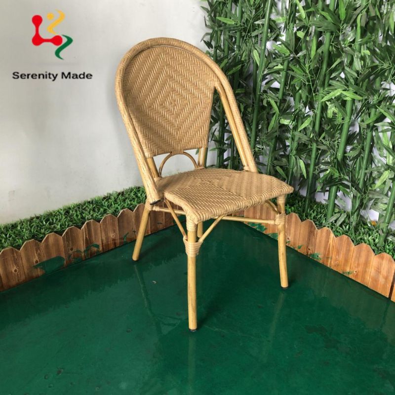 Commercial Use Hotel Restaurant Outdoor Rattan Aluminium Frame Garden Backyard Leisure Cafe Coffee Shop Dining Chair