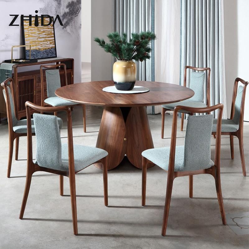 Dining Room Furniture Modern Design Round Walnut Wooden Dining Table for High End Project