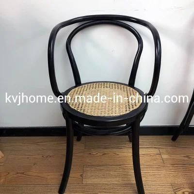 Kvj-6059c Relaxing Black Rattan Wooden Bentwood Thonet Armchair