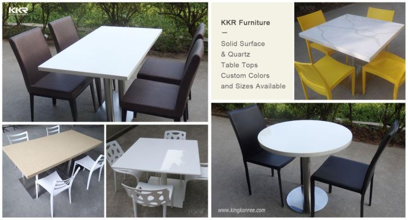 Modern Design Acrylic Solid Surface Marble Top Dining Table White Table Green/Yellow/Brown Chairs