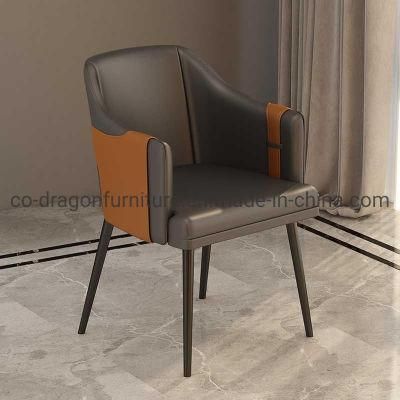 Modern Nordic Metal Frame Leather Dining Chair for Dining Furniture