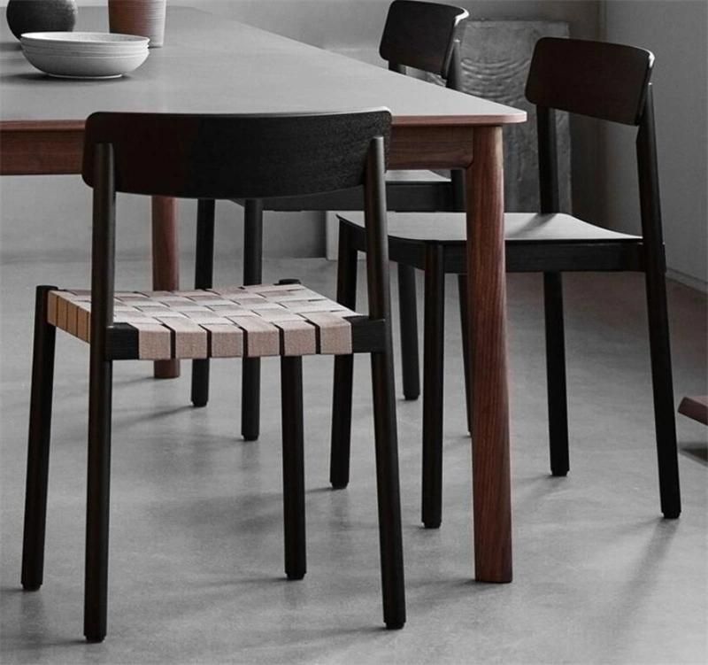 Factory Direct Sale Modern Dining Room Furniture Linen Webbing Wooden Chair