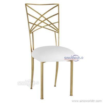 New Design Stacking Restaurant Wedding Stackable Iron Tiffany Gold Metal Chiavari Chair