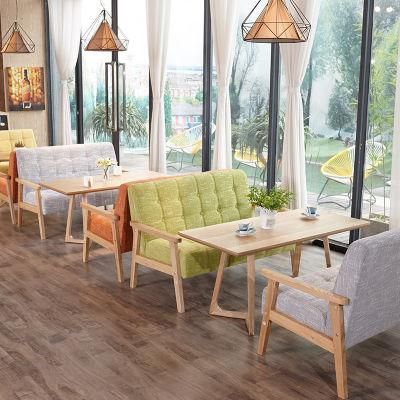 Bright Color Series Wooden Western Restaurant Furniture Sets Armrest Dining Chair and Table for Coffee Shop Tea Shop