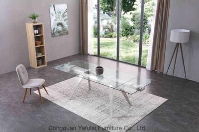 Modern Hot Selling Clear Glass Steel Dining Table Home Furniture