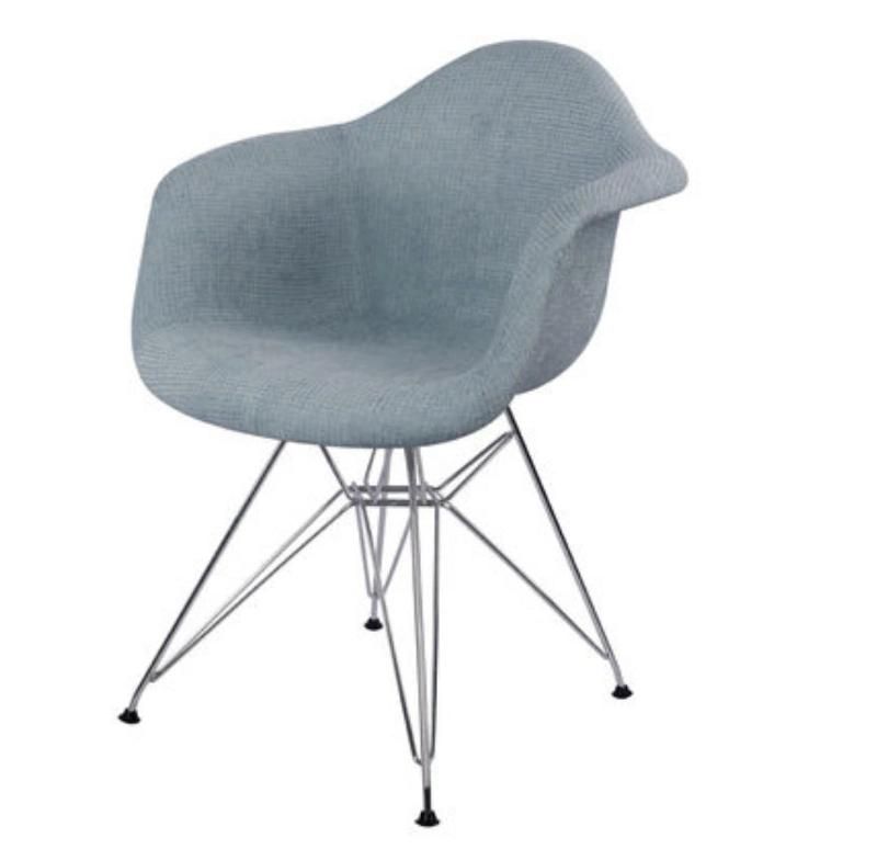 Wholesale PU Cotton Fabric Hot Sale Plastic Dining Chair with Steel Leg Colorful Arm Chairs for Restaurants and Coffee Shop