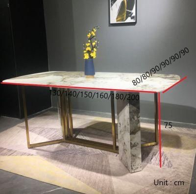 China Factory Wholesale Price Light Luxury Table Dining Room Furniture Modern Simple Rectangle Marble Top Dining Tables