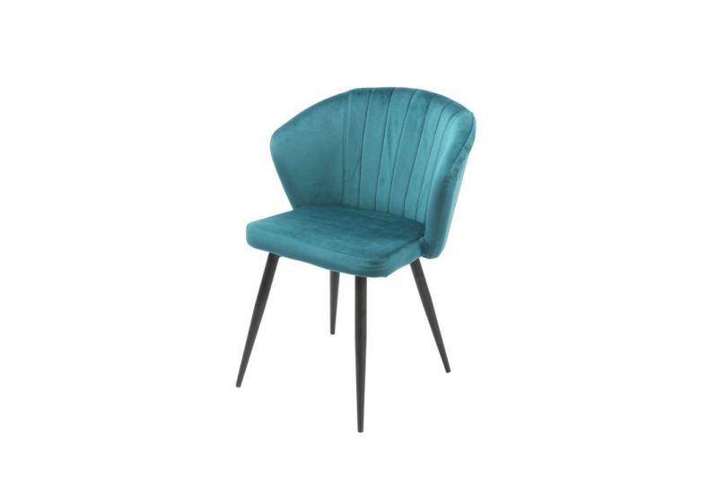 Best Sale Fabric Seat Velvet Chair with Metal Legs Scoop Dining Chair