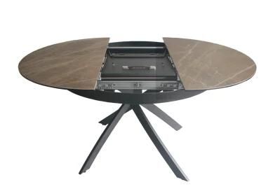 Modern Expanding Round Oval Ceramic Tempered Glass Dining Table for Home