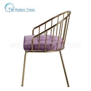Fashionable Simple Breathable Velvet Chair Back with Golden Legs Outdoor Dining Chair