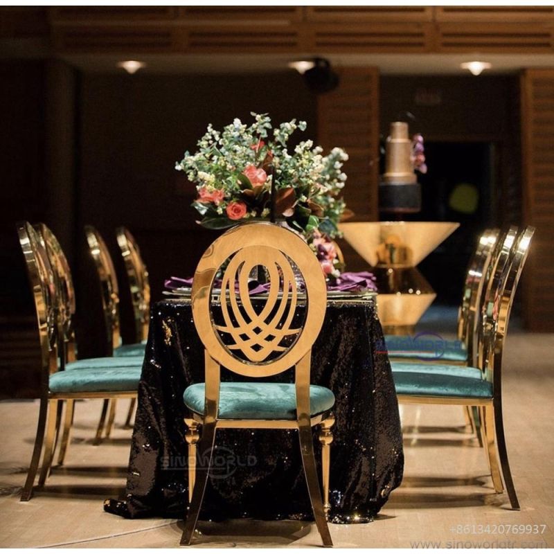Luxury Hotel Restaurant Event Party Banquet Furniture Golden Metal Stainless Steel Wedding Chair