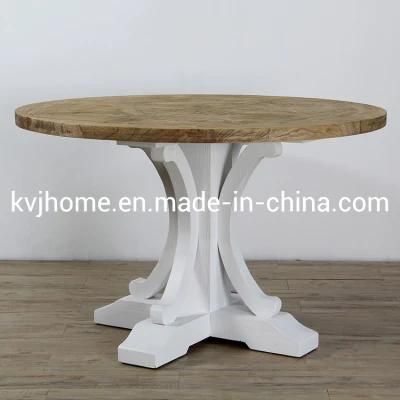 Kvj-9008 Rustic Solid Wood Round Dining Table