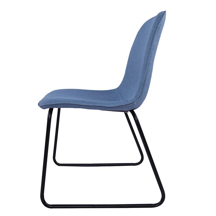Luxury Comfortable Home Furniture Restaurant Upholstered Fabric Soft Seat Dining Chair with Metal Legs