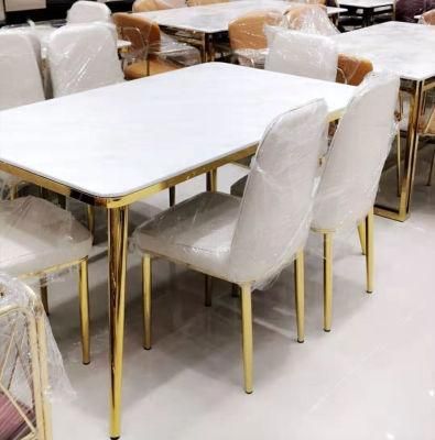 Light Luxury Home Use White Square Marble Top Dining Table Cheap Price