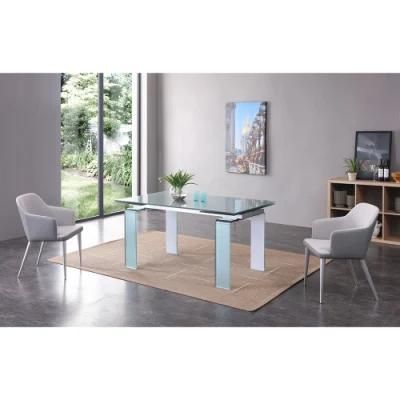Customized Modern Tempered Glass Top Dining Table
