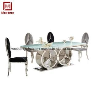 Luxury Shape Silver Rectangular Dining Table