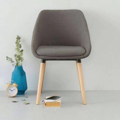 Nordic Style Dining Room Furniture Comfortable Velvet Fabric Seat Dining Chair with Beech Wood Legs