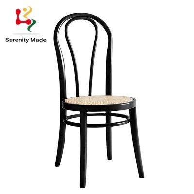 Wholesale Event Furniture Antique Natural Wood Frame Restaurant Hotel Resort Rattan Cane Seat Indoor Dining Chair