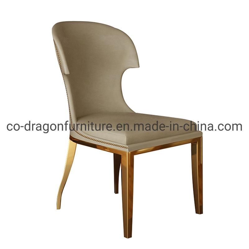 Simple Luxury Steel Leg Leather Dining Chair for Home Furniture