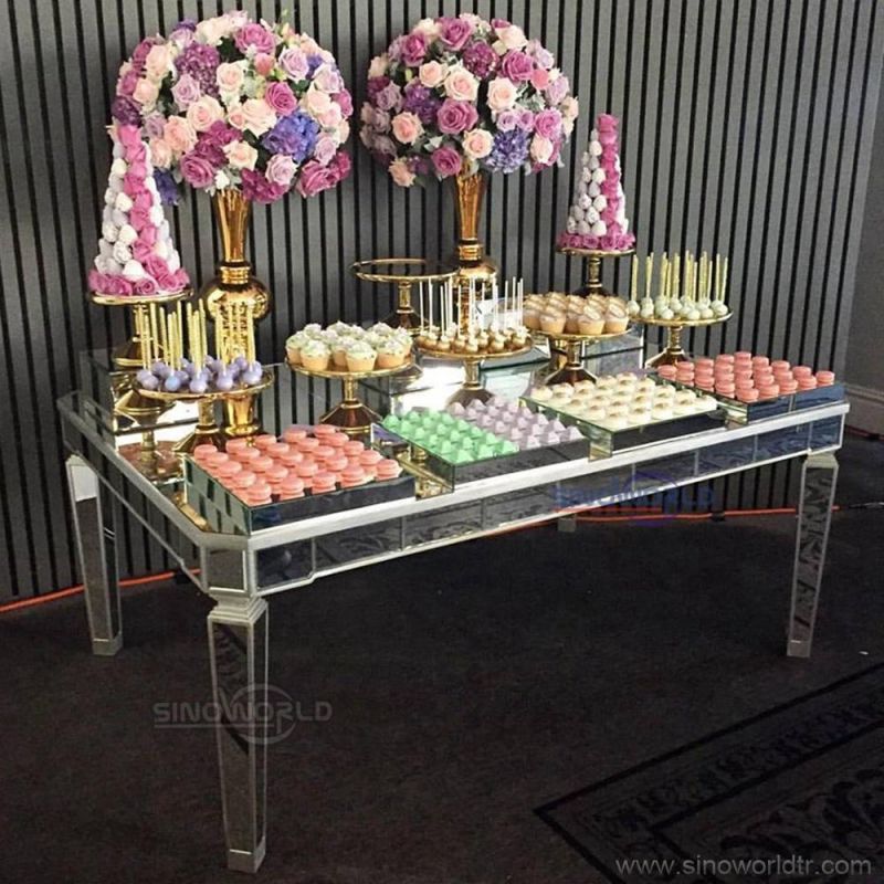 Luxury Hotel Banquet Cake Table Dining Gold Wedding Stainless Steel Table